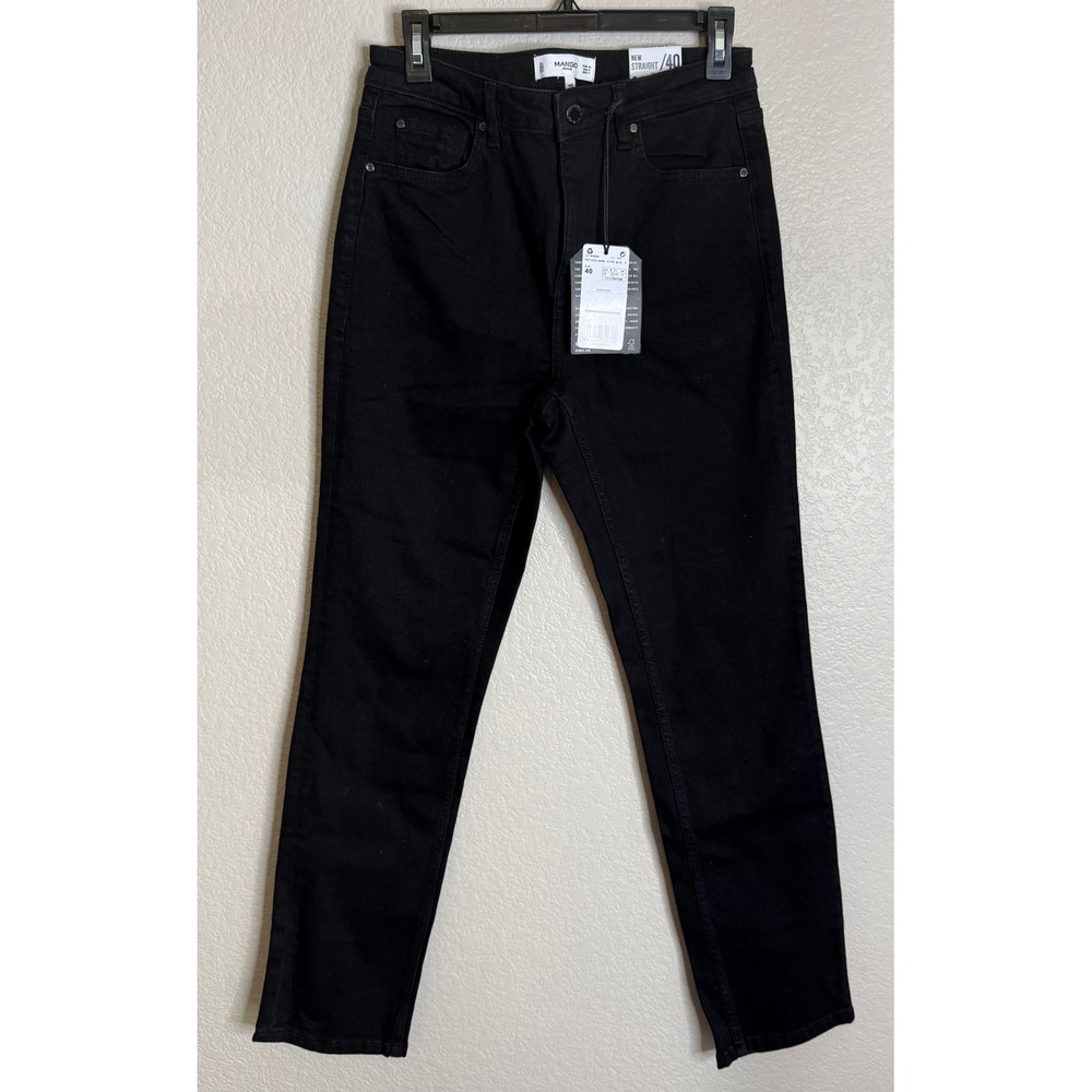 Mango Womens Size 8 Straight Jeans Black Anna High Waisted Preppy Chic NEW